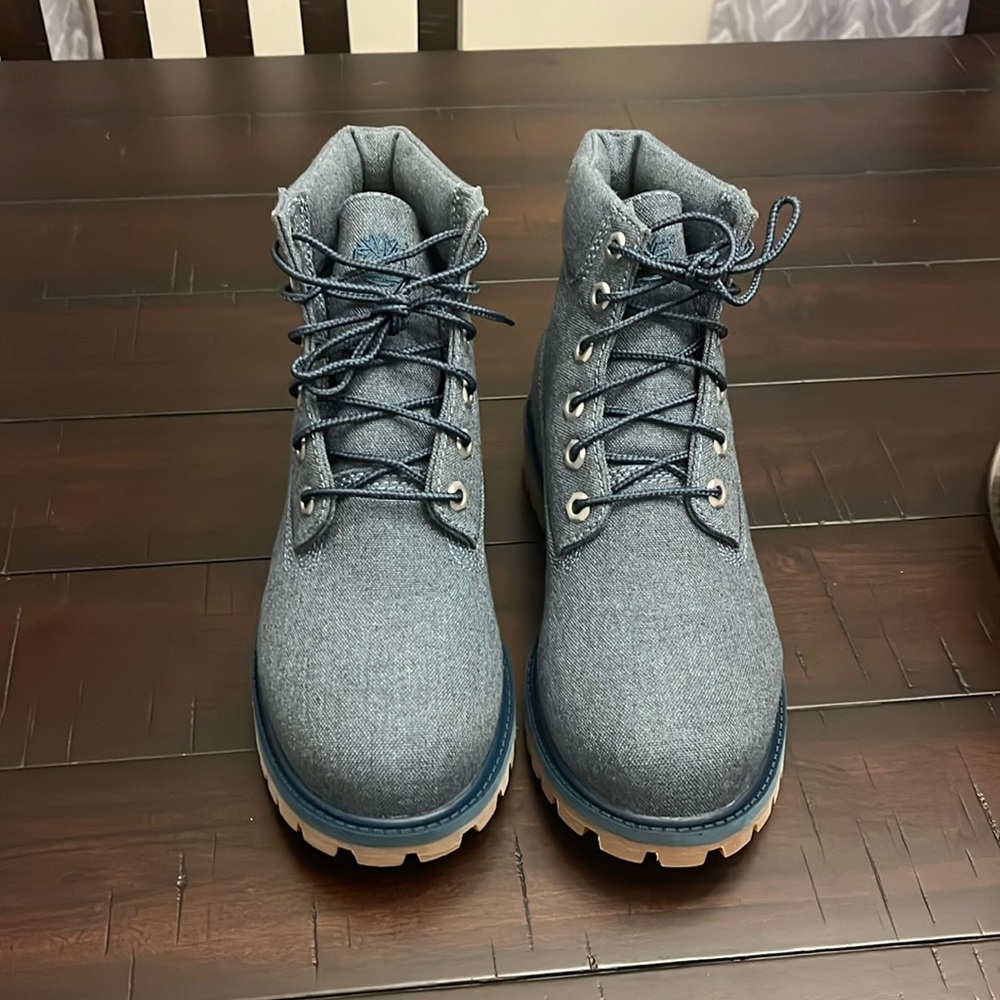 Timberland Nathan Swartz 6” Prem FAB BT Navy canvas boots Boys Junior Youth Sz 5 - Picture 6 of 12